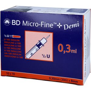 BD MICRO-FINE+ Insulinspr.0,3 ml U100 0,3x8 mm