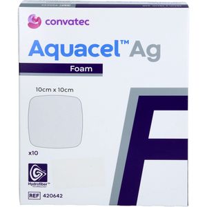 AQUACEL Ag Foam nicht adhäsiv 10x10 cm Verband