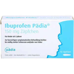 Ibuprofen Pädia 150 mg Zäpfchen 10 St Schmerzbehandlung Fieberbehandlung Ibuprofen Zäpfchen Rektale Verabreichung Kinder