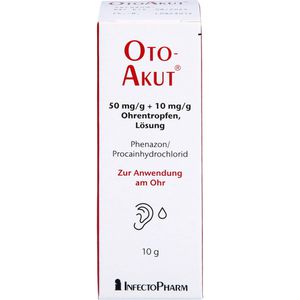 Otoakut 50 mg/g + 10 mg/g Ohrentropfen Lösung 10 g gegen Ohrenschmerzen und Mittelohrentzündungen