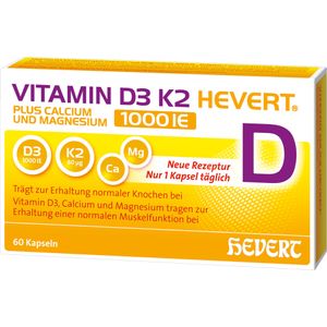 VITAMIN D3 K2 Hevert+Calcium u.Magnes.1000 IE Kps.