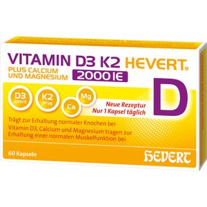 VITAMIN D3 K2 Hevert+Calcium u.Magnes.2000 IE Kps.