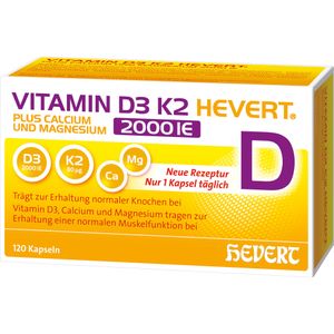 VITAMIN D3 K2 Hevert+Calcium u.Magnes.2000 IE Kps.