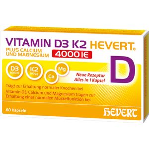 VITAMIN D3 K2 Hevert+Calcium u.Magnes.4000 IE Kps.