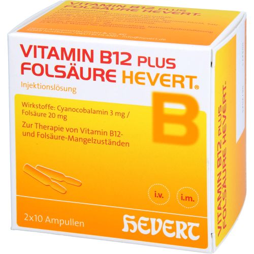 VITAMIN B12 PLUS Folsäure Hevert a 2 ml Ampullen