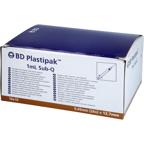 BD PLASTIPAK Spr.1 ml Sub-Q 26 G 1/2 einges.Ka.