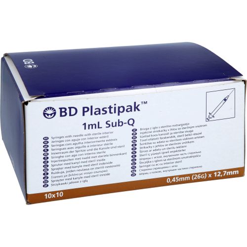 BD PLASTIPAK Spr.1 ml Sub-Q 26 G 1/2 einges.Ka.