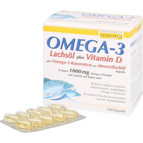 OMEGA-3 LACHSÖL plus Vit.D plus Omega-3 Konz.Kps.