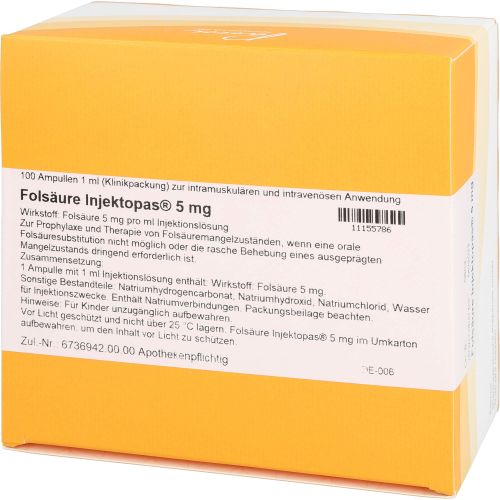 FOLSÄURE INJEKTOPAS 5 mg Injektionslösung