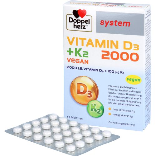 DOPPELHERZ Vitamin D3 2000+K2 system Tabletten