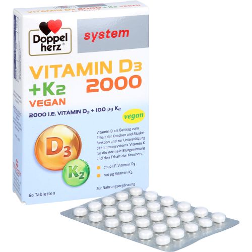 DOPPELHERZ Vitamin D3 2000+K2 system Tabletten