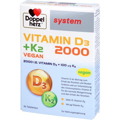 DOPPELHERZ Vitamin D3 2000+K2 system Tabletten