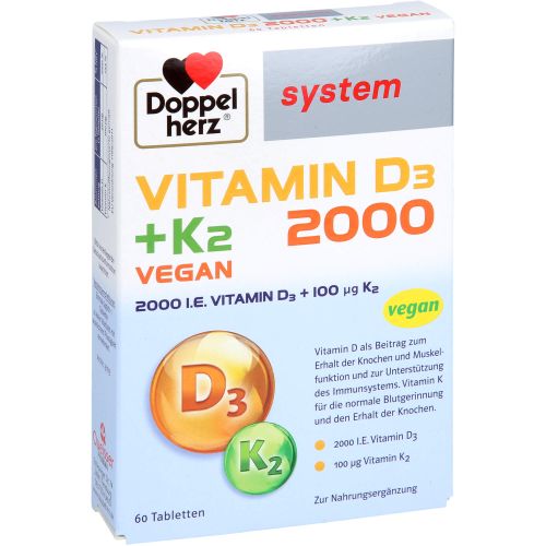 DOPPELHERZ Vitamin D3 2000+K2 system Tabletten