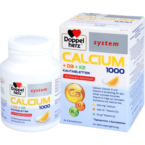 DOPPELHERZ Calcium 1000+D3+K2 system Kautabletten