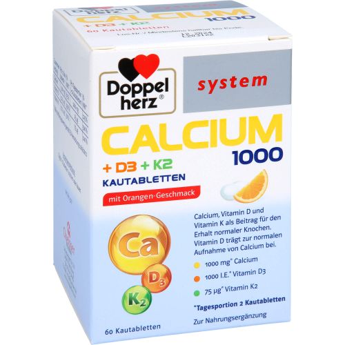 DOPPELHERZ Calcium 1000+D3+K2 system Kautabletten