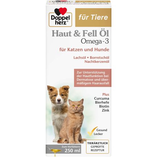 DOPPELHERZ für Tiere Haut&Fell Öl f.Hunde/Katzen