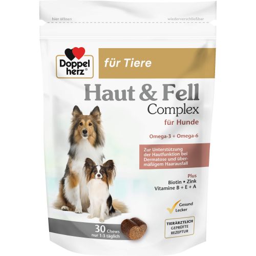 DOPPELHERZ für Tiere Haut&Fell Compl.Chews f.Hunde