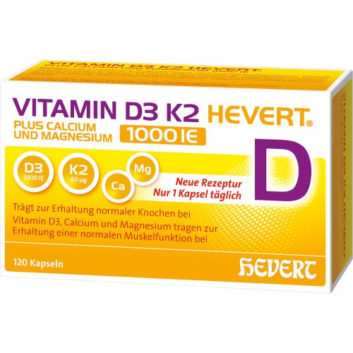 VITAMIN D3 K2 Hevert+Calcium u.Magnes.1000 IE Kps.