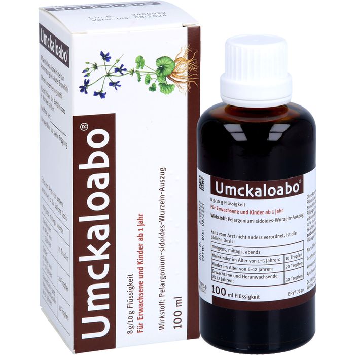 UMCKALOABO flüssig Spezialextrakt aus Pelargonium-Wurzeln wirkt gegen Viren, löst zähen Schleim und kann so die Krankheitsdauer verringern