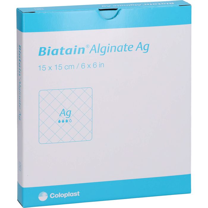 BIATAIN Alginate Ag Kompressen 15x15 cm mit Silber