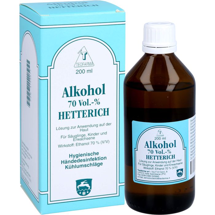 ALKOHOL 70% V/V Hetterich 200 ml - Haut- und Wunddesinfektion