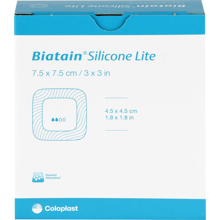 BIATAIN Silicone Lite Schaumverband 7,5x7,5 cm