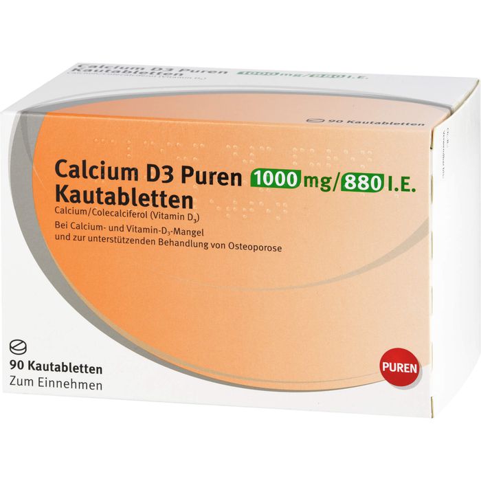 CALCIUM D3 Puren 1000 mg/880 I.E. Kautabletten