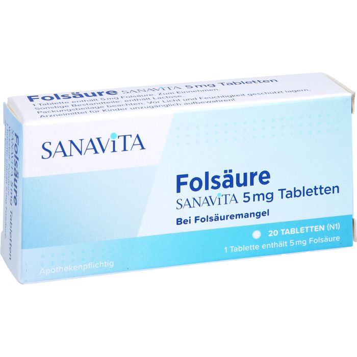 FOLSÄURE SANAVITA 5 mg Tabletten 20 St - disapo.de Versandapotheke