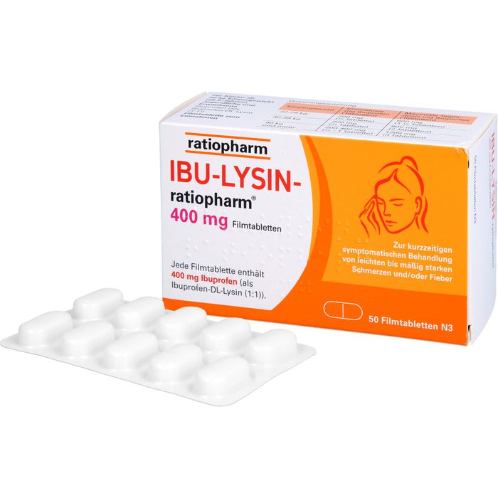 IBU-LYSIN-ratiopharm 400 mg Filmtabletten 50 St - Tabletten & Kapseln