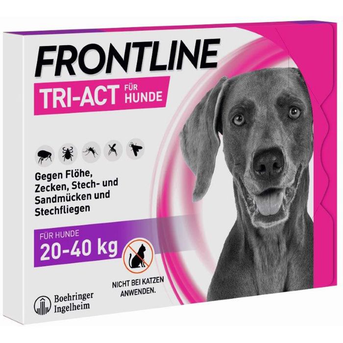 FRONTLINE TRI-ACT gegen Zecken, Flöhe und fliegende Insekten für Hunde L