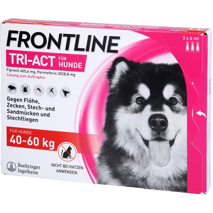 FRONTLINE TRI-ACT gegen Zecken, Flöhe und fliegende Insekten für Hunde XL