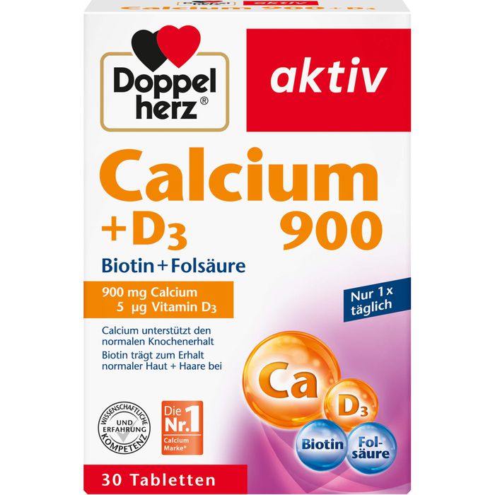 Doppelherz aktiv Calcium 900 + D3 + Biotin +Folsäure